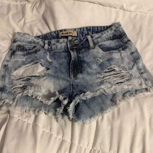 Acid Washed Denim Shorts